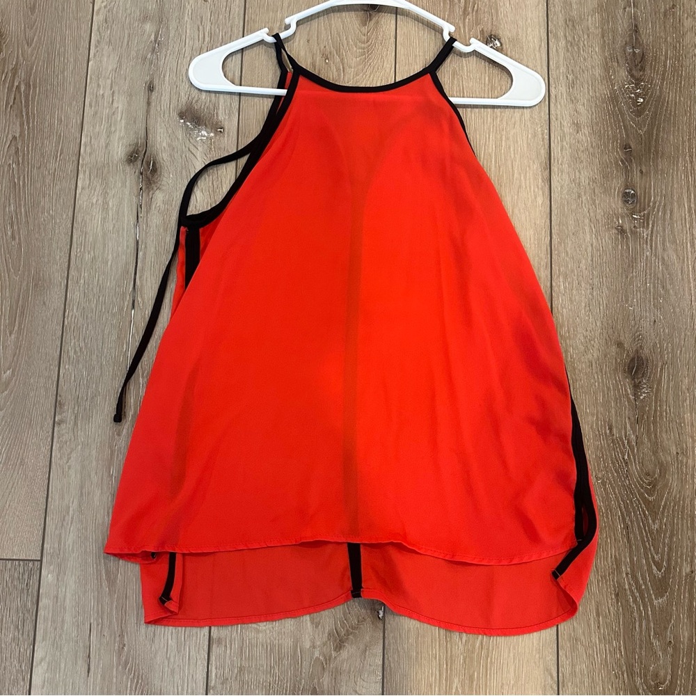 Red Sleeveless Halter Top with Black Trim Detail Red Blouse Tank top XS